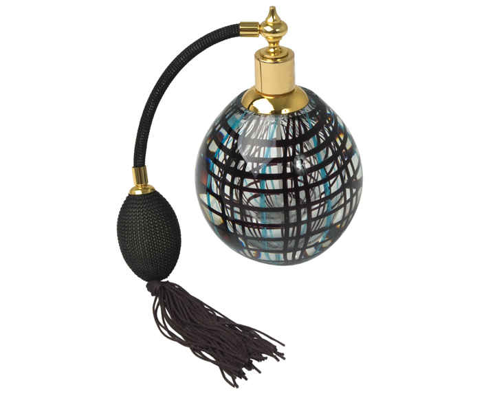 03. Coloured Glass Grid Black & Blue Atomiser Perfume Bottle